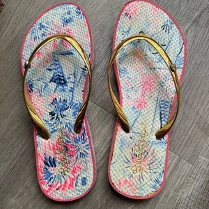 Lilly Pulitzer size 7 - 8 flip flops worn once EUC